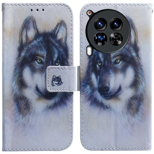 For TECNO Camon 30 Premier 5G Phone Case Pattern Print Anti-Drop PU Leather Flip Wallet Cover - Wolf