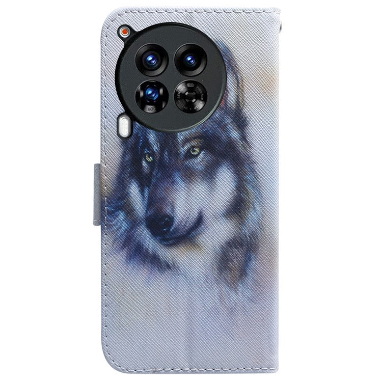 For TECNO Camon 30 Premier 5G Phone Case Pattern Print Anti-Drop PU Leather Flip Wallet Cover - Wolf