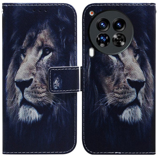 For TECNO Camon 30 Premier 5G Phone Case Pattern Print Anti-Drop PU Leather Flip Wallet Cover - Lion