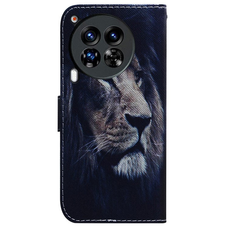 For TECNO Camon 30 Premier 5G Phone Case Pattern Print Anti-Drop PU Leather Flip Wallet Cover - Lion