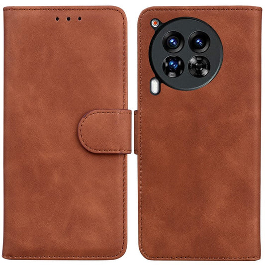 For TECNO Camon 30 Premier 5G Phone Case Solid Color Leather Phone Cover with Stand - Brown