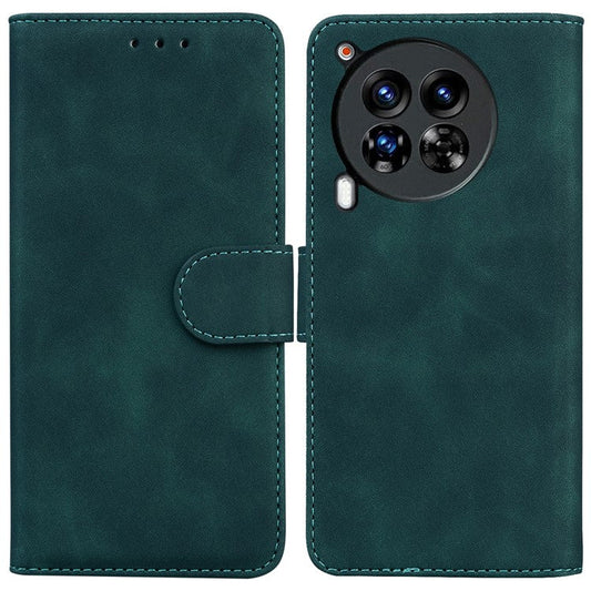 For TECNO Camon 30 Premier 5G Phone Case Solid Color Leather Phone Cover with Stand - Green