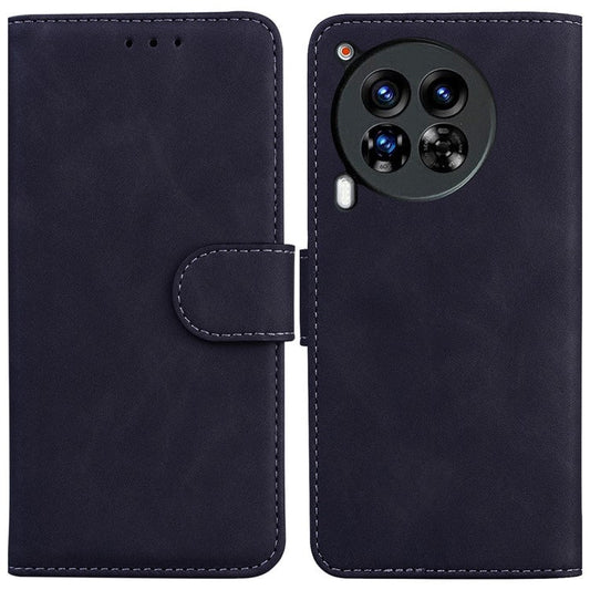 For TECNO Camon 30 Premier 5G Phone Case Solid Color Leather Phone Cover with Stand - Black