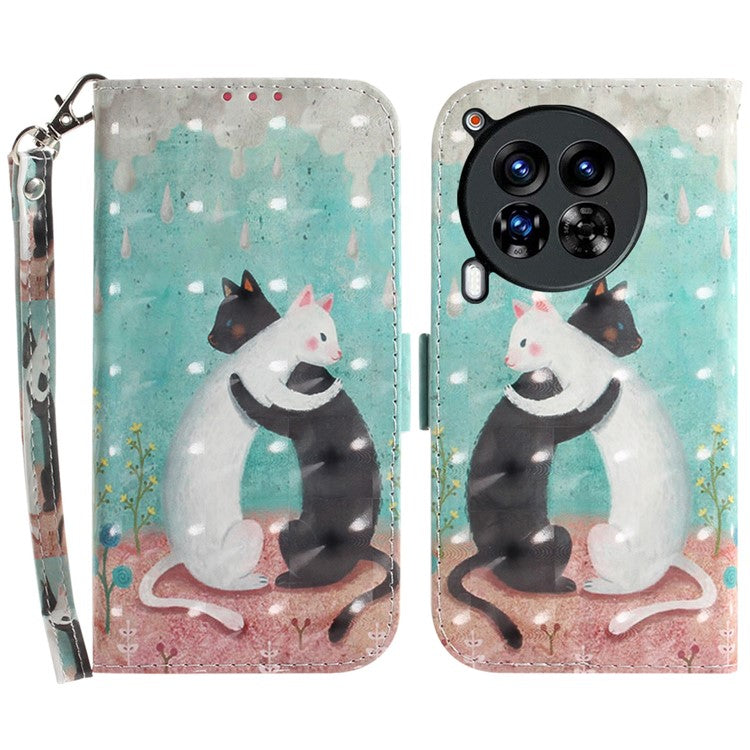 For TECNO Camon 30 Premier 5G Case Pattern Print PU Leather Wallet Phone Cover - Two Cats