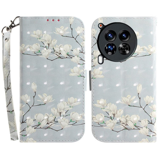 For TECNO Camon 30 Premier 5G Case Pattern Print PU Leather Wallet Phone Cover - Magnolia