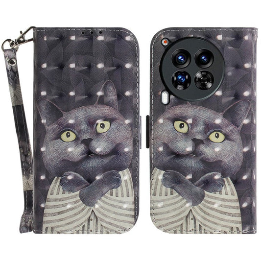 For TECNO Camon 30 Premier 5G Case Pattern Print PU Leather Wallet Phone Cover - Embracing Cat