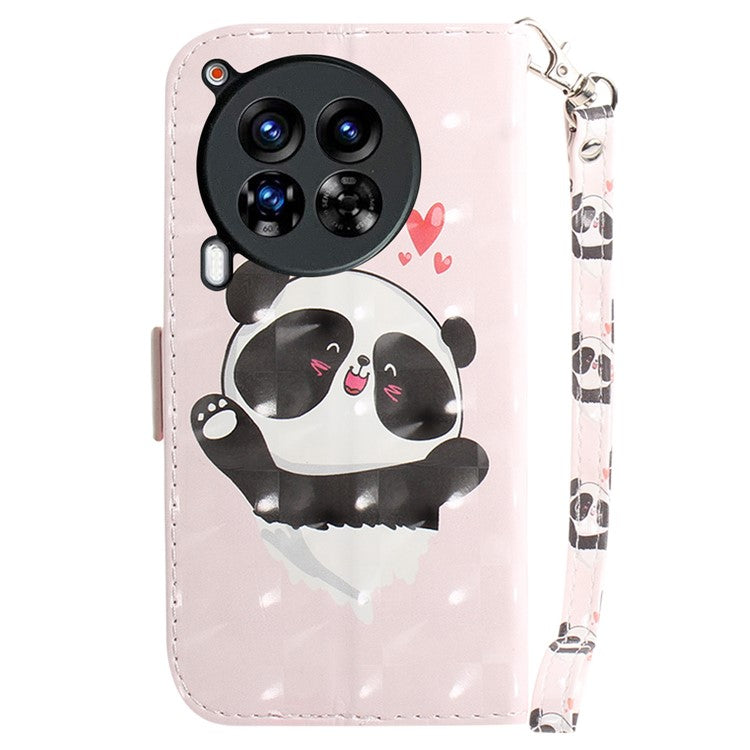 For TECNO Camon 30 Premier 5G Case Pattern Print PU Leather Wallet Phone Cover - Love Heart Panda