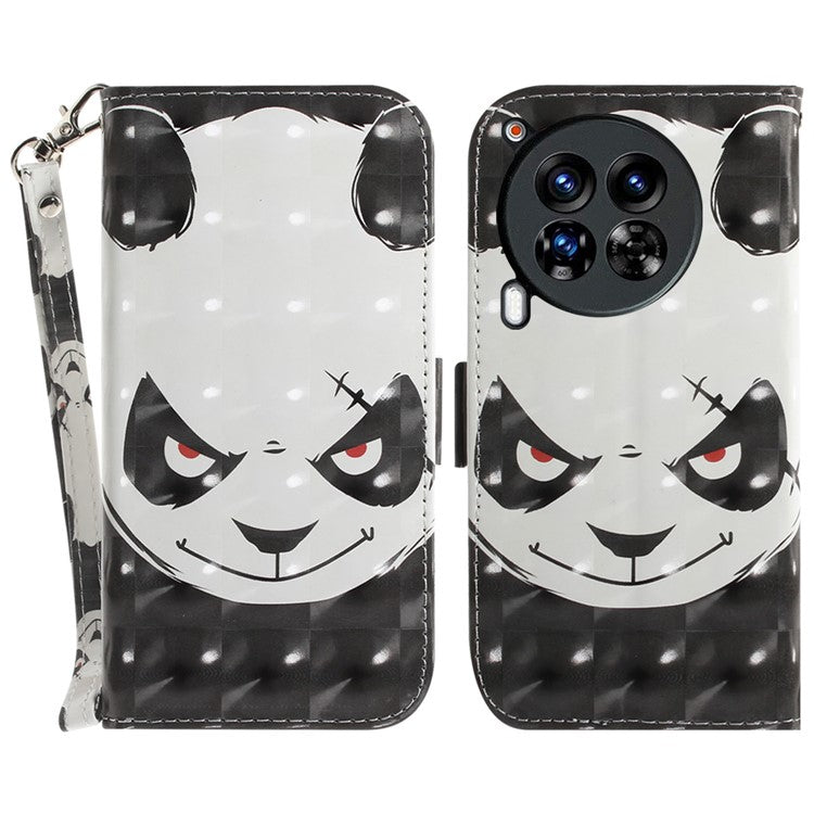 For TECNO Camon 30 Premier 5G Case Pattern Print PU Leather Wallet Phone Cover - Angry Panda