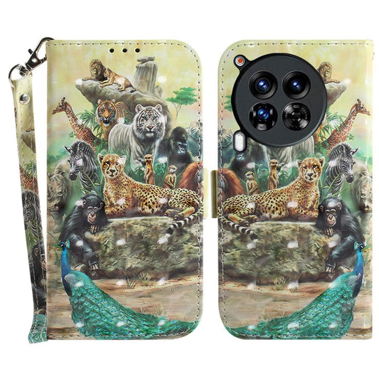 For TECNO Camon 30 Premier 5G Case Pattern Print PU Leather Wallet Phone Cover - Animals