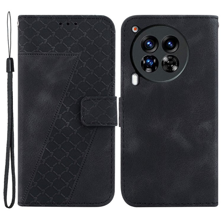 For TECNO Camon 30 Premier 5G Wallet Case Pattern Imprint Leather Stand Phone Cover - Black