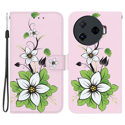 For TECNO Camon 30 Pro 5G Wallet Case Pattern Print Leather Stand Phone Cover - Lily