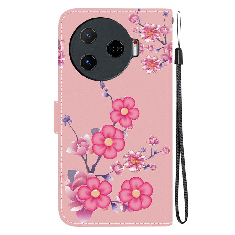 For TECNO Camon 30 Pro 5G Wallet Case Pattern Print Leather Stand Phone Cover - Sakura