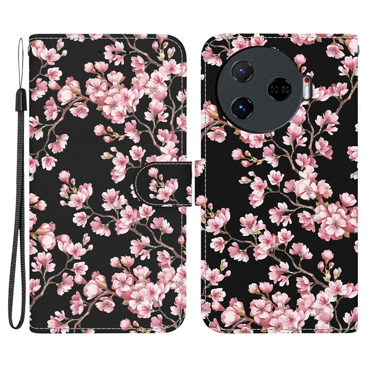 For TECNO Camon 30 Pro 5G Wallet Case Pattern Print Leather Stand Phone Cover - Plum Blossom