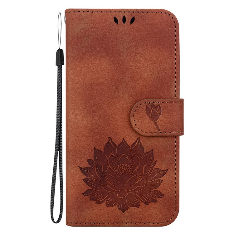 For TECNO Camon 30 Pro 5G Wallet Case Lotus Imprint Leather Phone Cover - Brown