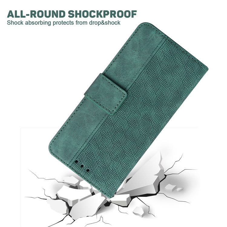 For TECNO Camon 30 Pro 5G Wallet Phone Case Geometry Imprint Leather Flip Cover with Strap - Green