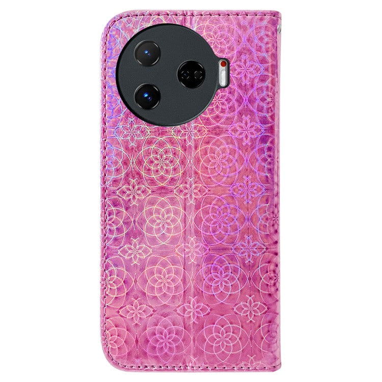 For TECNO Camon 30 Pro 5G Case Dazzling Flower Protective PU Leather Stand Phone Cover - Pink