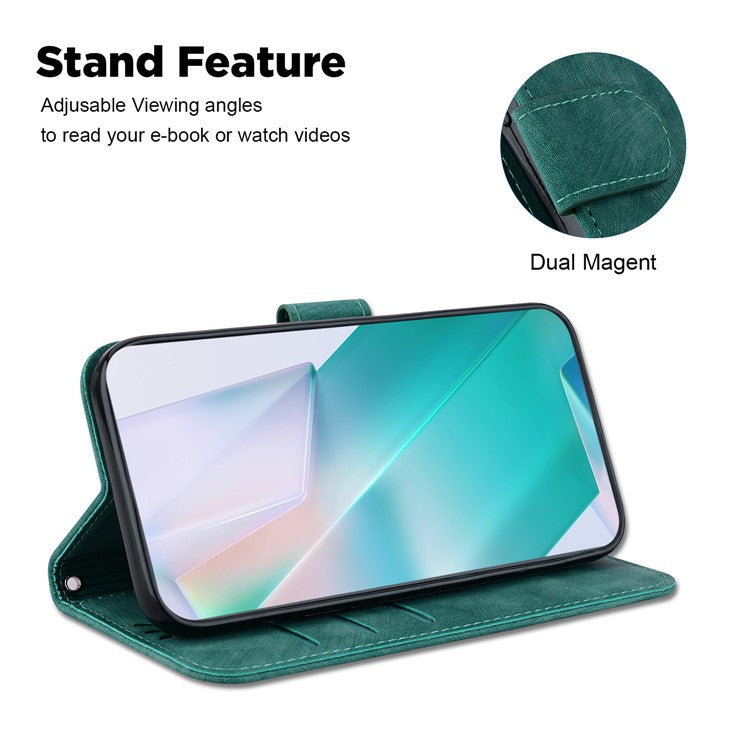 For TECNO Camon 30 Pro 5G Stand Case Cute Tiger Imprint Leather Wallet Phone Cover - Green