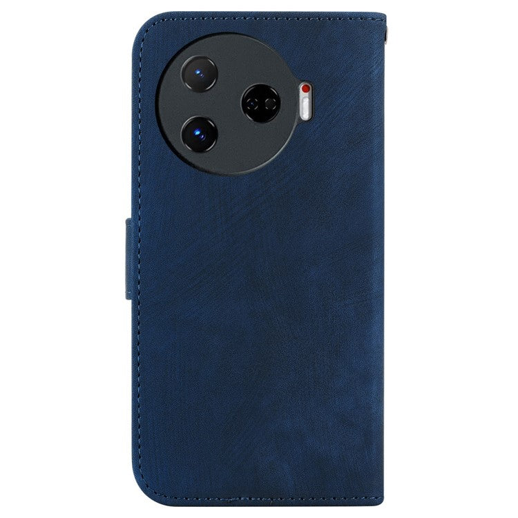 For TECNO Camon 30 Pro 5G Stand Case Cute Tiger Imprint Leather Wallet Phone Cover - Dark Blue