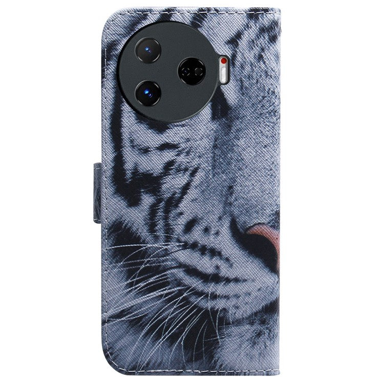 For TECNO Camon 30 Pro 5G Case Pattern Print Anti-Fall PU Leather Flip Wallet Phone Cover - Tiger