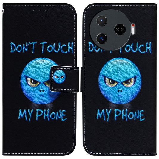 For TECNO Camon 30 Pro 5G Case Pattern Print Anti-Fall PU Leather Flip Wallet Phone Cover - Don't Touch My Phone