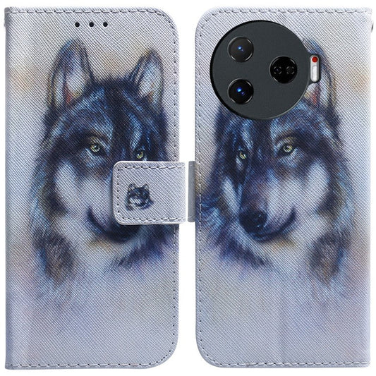For TECNO Camon 30 Pro 5G Case Pattern Print Anti-Fall PU Leather Flip Wallet Phone Cover - Wolf