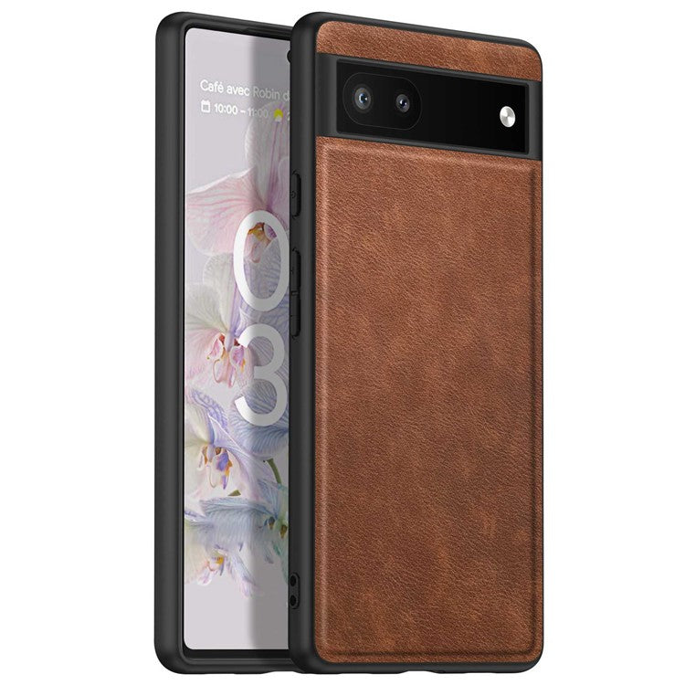 For Google Pixel 6a Retro Phone Case Multi-layer Protection TPU+PC+PU Leather Wear-resistant Phone Back Cover - Brown