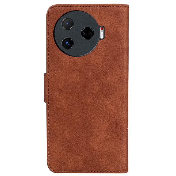 For TECNO Camon 30 Pro 5G Phone Case Solid Color Leather Phone Cover with Stand - Brown