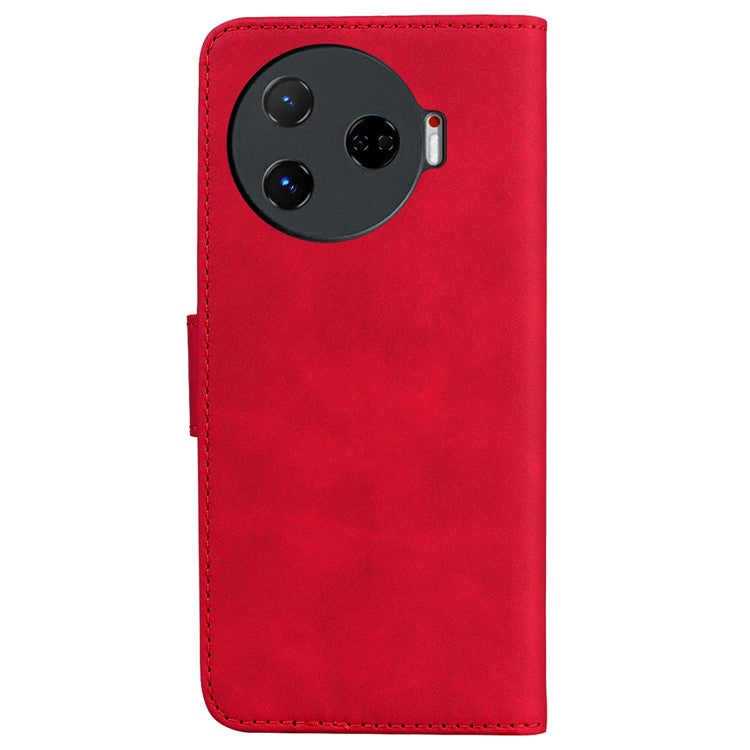 For TECNO Camon 30 Pro 5G Phone Case Solid Color Leather Phone Cover with Stand - Red