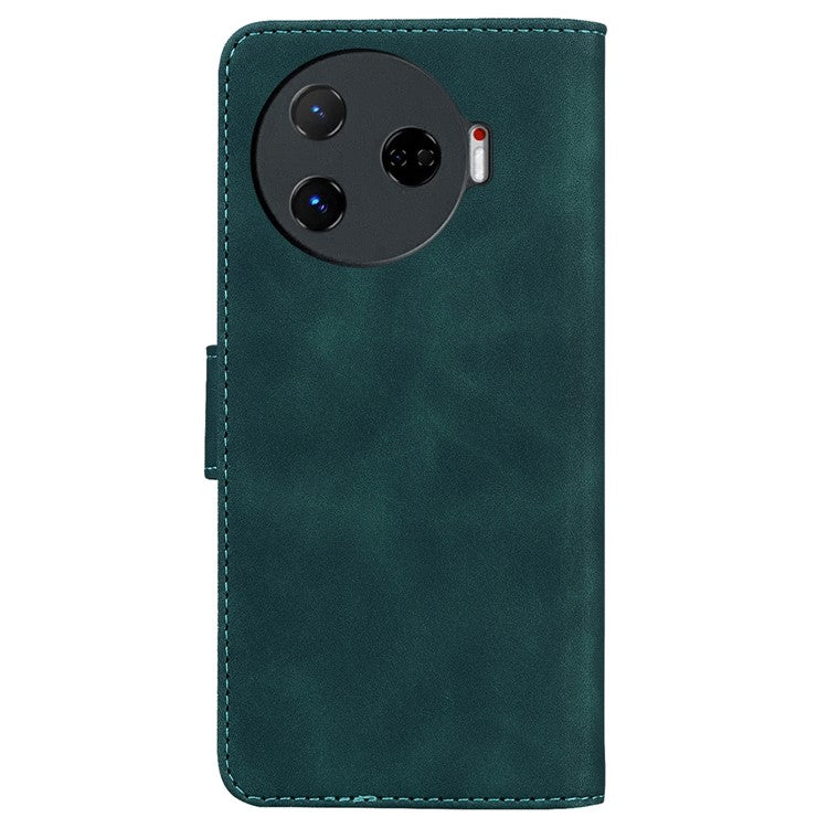 For TECNO Camon 30 Pro 5G Phone Case Solid Color Leather Phone Cover with Stand - Green