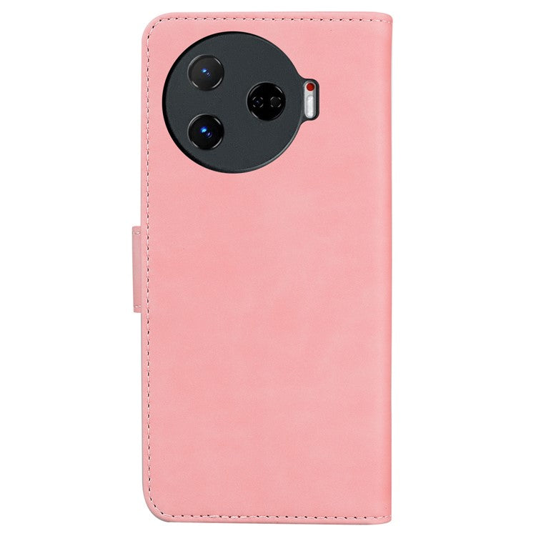For TECNO Camon 30 Pro 5G Phone Case Solid Color Leather Phone Cover with Stand - Pink