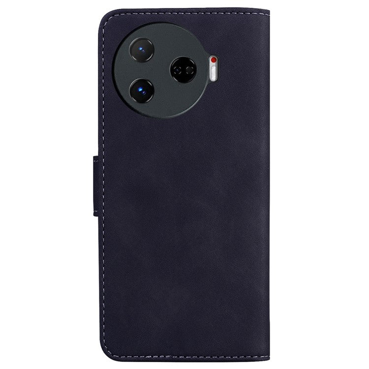 For TECNO Camon 30 Pro 5G Phone Case Solid Color Leather Phone Cover with Stand - Black