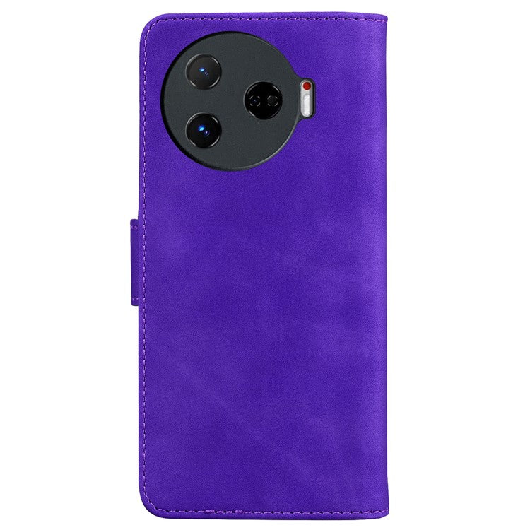 For TECNO Camon 30 Pro 5G Phone Case Solid Color Leather Phone Cover with Stand - Purple