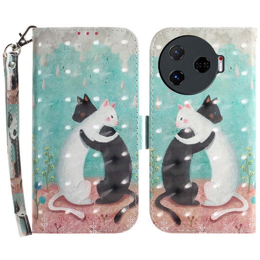 For TECNO Camon 30 Pro 5G Wallet Case Pattern Print PU Leather Stand Phone Cover - Two Cats