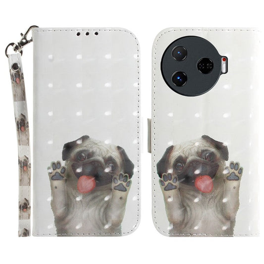 For TECNO Camon 30 Pro 5G Wallet Case Pattern Print PU Leather Stand Phone Cover - Pug