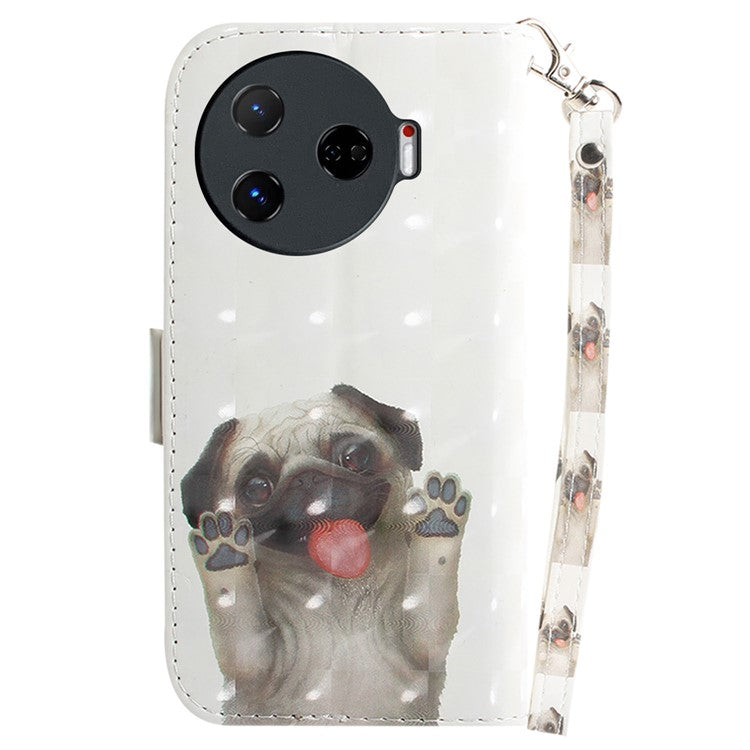 For TECNO Camon 30 Pro 5G Wallet Case Pattern Print PU Leather Stand Phone Cover - Pug