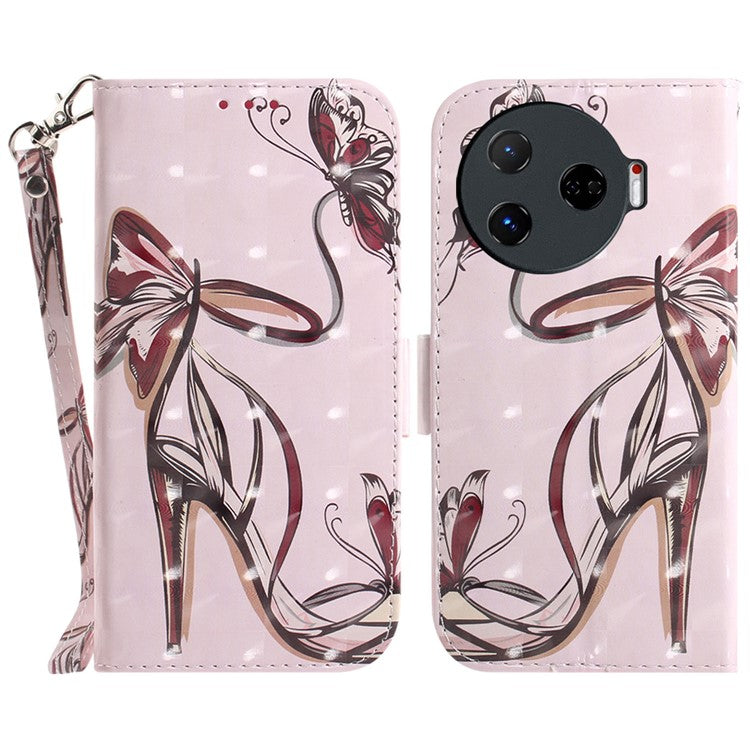 For TECNO Camon 30 Pro 5G Wallet Case Pattern Print PU Leather Stand Phone Cover - Butterfly High Heels
