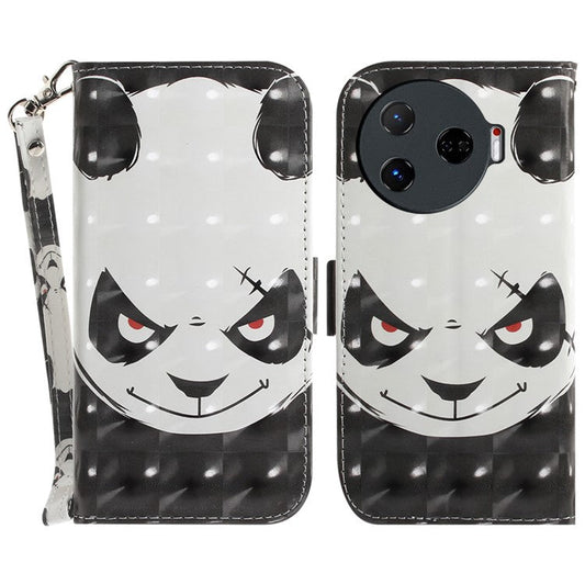 For TECNO Camon 30 Pro 5G Wallet Case Pattern Print PU Leather Stand Phone Cover - Angry Panda