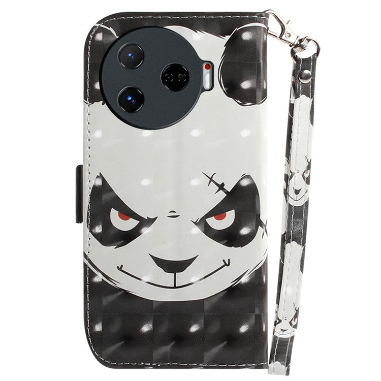 For TECNO Camon 30 Pro 5G Wallet Case Pattern Print PU Leather Stand Phone Cover - Angry Panda