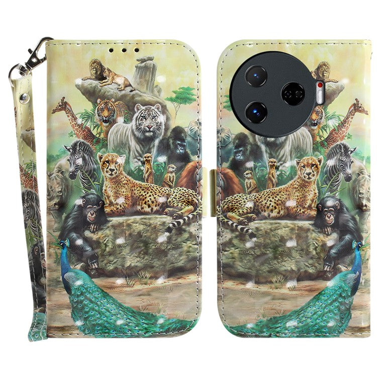 For TECNO Camon 30 Pro 5G Wallet Case Pattern Print PU Leather Stand Phone Cover - Animals