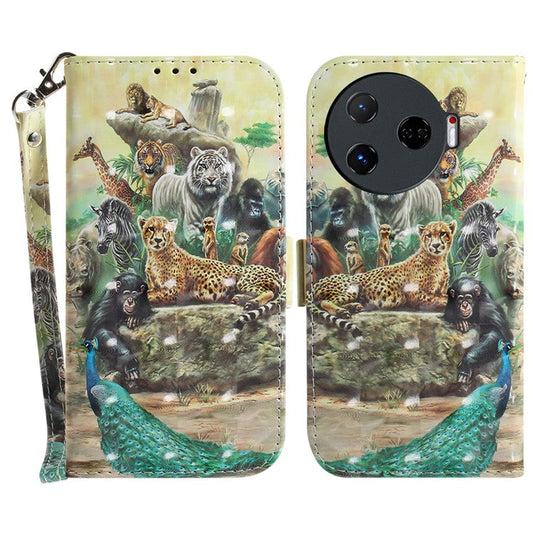 For TECNO Camon 30 Pro 5G Wallet Case Pattern Print PU Leather Stand Phone Cover - Animals