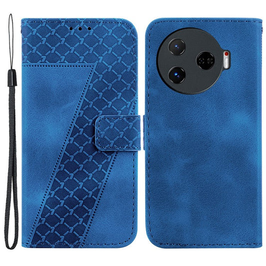 For TECNO Camon 30 Pro 5G Stand Case Pattern Imprint Leather Phone Cover with Wallet - Dark Blue