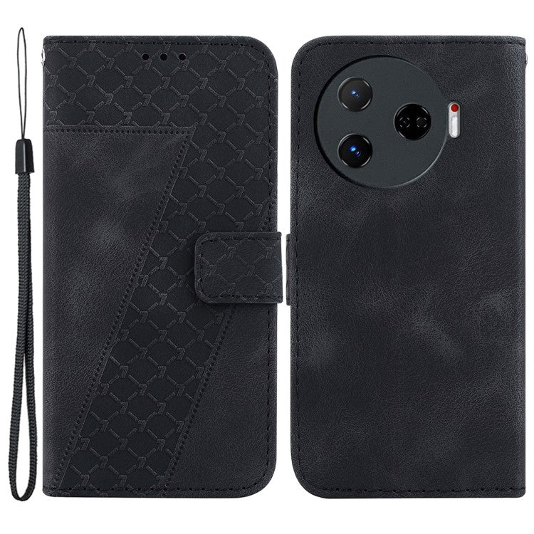 For TECNO Camon 30 Pro 5G Stand Case Pattern Imprint Leather Phone Cover with Wallet - Black