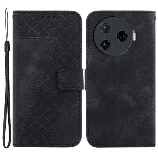 For TECNO Camon 30 Pro 5G Stand Case Pattern Imprint Leather Phone Cover with Wallet - Black