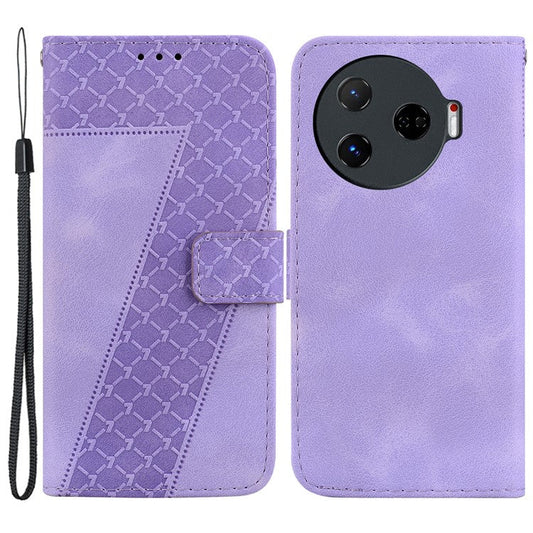 For TECNO Camon 30 Pro 5G Stand Case Pattern Imprint Leather Phone Cover with Wallet - Purple