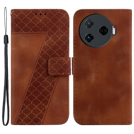 For TECNO Camon 30 Pro 5G Stand Case Pattern Imprint Leather Phone Cover with Wallet - Brown