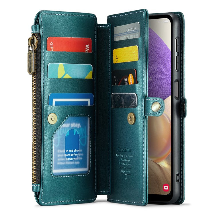 CASEME C36 Series For Samsung Galaxy A32 5G / M32 5G Phone Case PU Leather Wallet Stand Cover with 2 Straps - Green