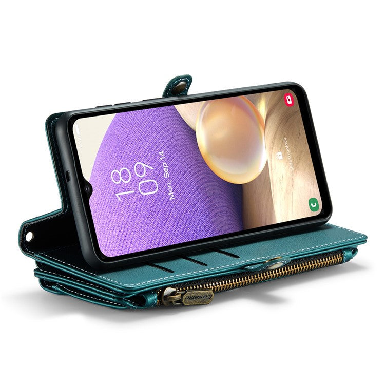 CASEME C36 Series For Samsung Galaxy A32 5G / M32 5G Phone Case PU Leather Wallet Stand Cover with 2 Straps - Green