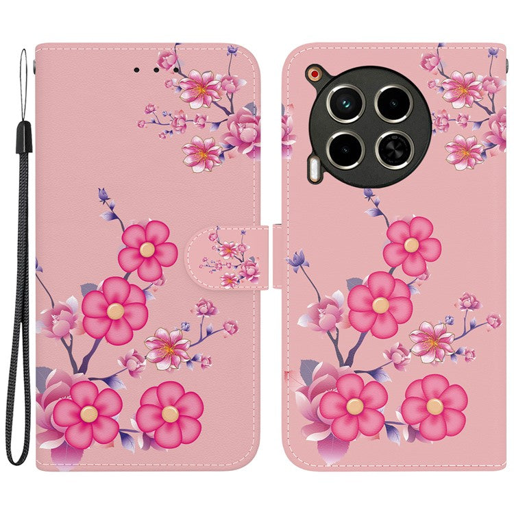 For TECNO Camon 30 4G / 30 5G Stand Case Pattern Print Leather Wallet Phone Cover - Sakura