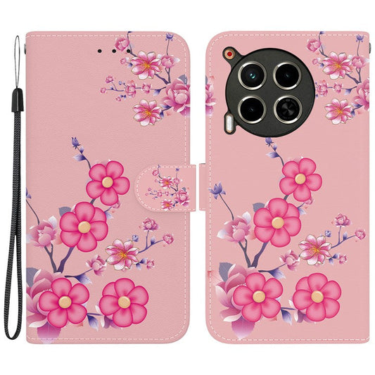 For TECNO Camon 30 4G / 30 5G Stand Case Pattern Print Leather Wallet Phone Cover - Sakura