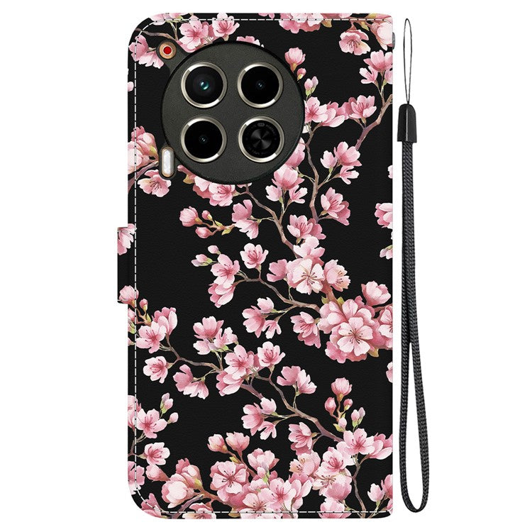 For TECNO Camon 30 4G / 30 5G Stand Case Pattern Print Leather Wallet Phone Cover - Plum Blossom
